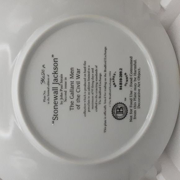 1994 Bradford Exchange Gallent Men of the Civil War Stonewall Jackson Plate - Picture 7 of 9